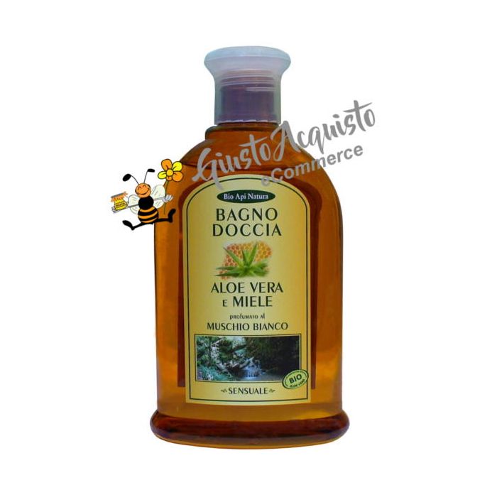 Bagno doccia aloe vera e miele profumato muschio bianco Bioapinatura 300ml