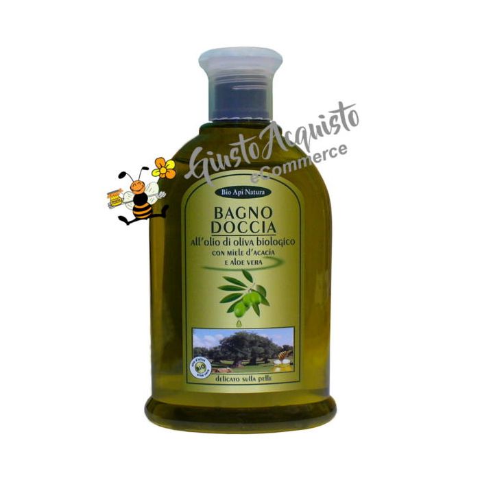 Bagno doccia olio di oliva biologico con miele e aloe vera Bioapinatura 300ml.