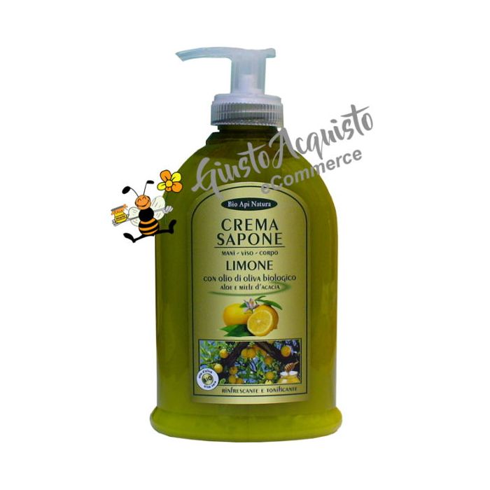 Crema sapone limone Bioapinatura 300ml, con olio d'oliva biologico