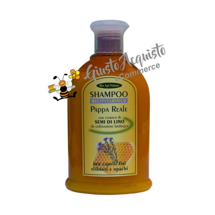 Shampoo multivitaminico Pappa Reale con estratti di semi di lino Bioapinatura