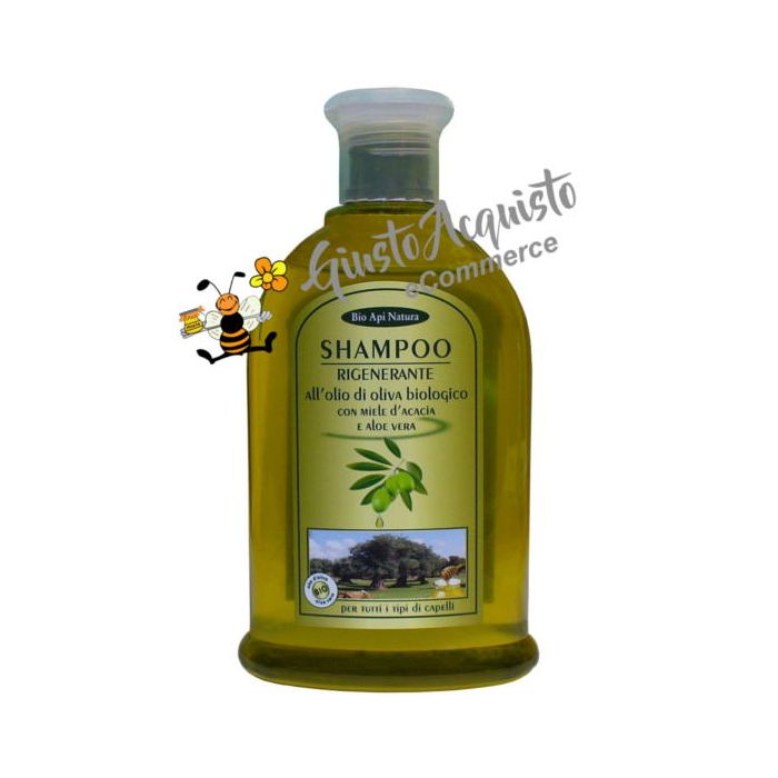 Shampoo rigenerante olio di oliva miele e aloe vera Bioapinatura 300ml.