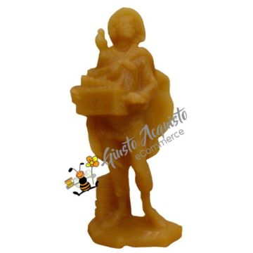 Pastore che suona il flauto di Pan statuina per Presepe in cera d'api