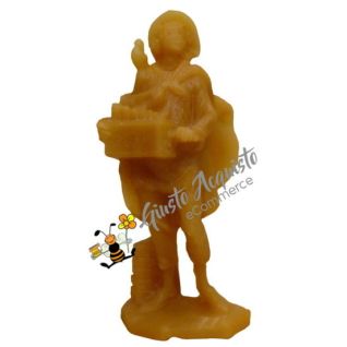 Pastore che suona il flauto di Pan statuina per Presepe in cera d'api